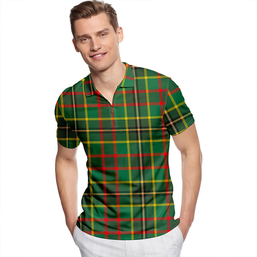 Cates Hunting Modern Tartan Classic Lapel Zip Short Sleeve Polo