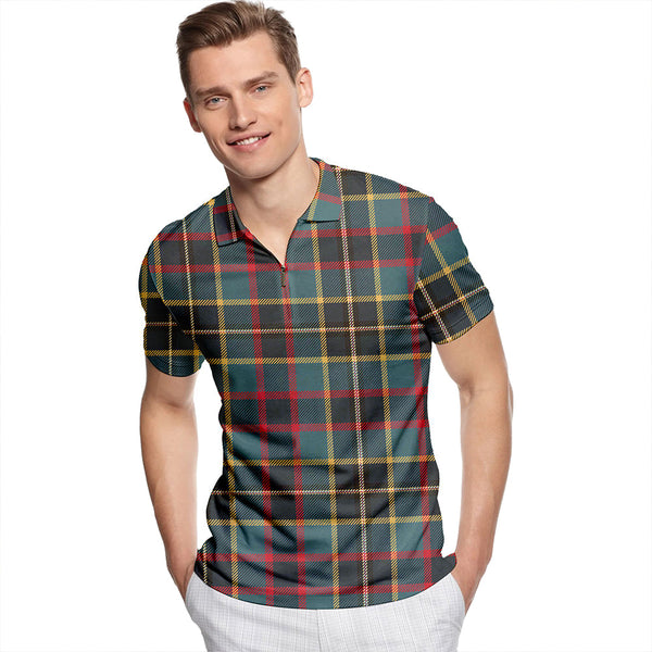 Cates Hunting Weathered Tartan Classic Lapel Zip Short Sleeve Polo