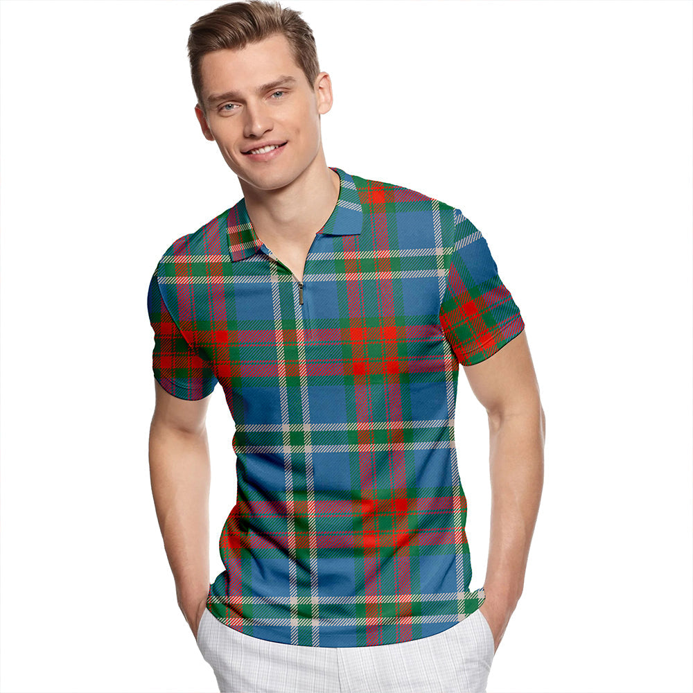 Cathcart Ancient Tartan Classic Lapel Zip Short Sleeve Polo