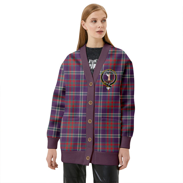 Cathcart Weathered Clan Badge Tartan V-neck Cardigan