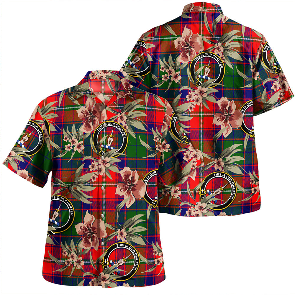 Charteris District Clan Badge Tartan Aloha Hawaiian Shirt Tropical Old Style