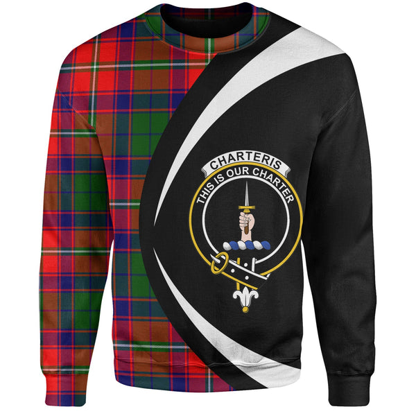 Charteris District Clan Badge Tartan Sweatshirt Circle Style Personalized