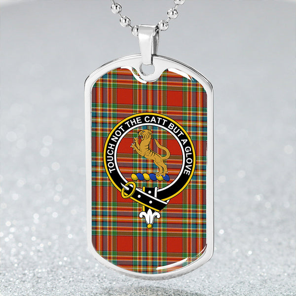 Chattan Ancient Clan Badge Classic Tartan Dog Tag Necklace