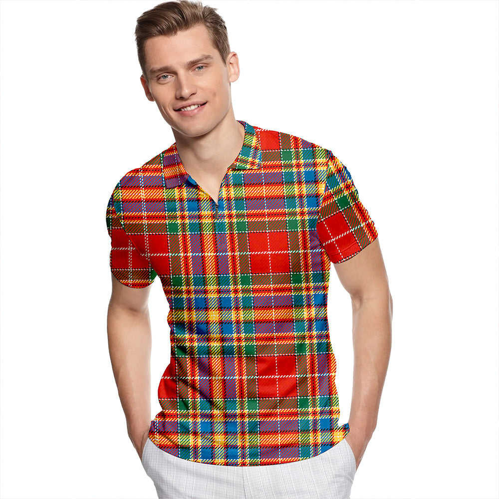 Chattan Chief Ancient Tartan Classic Lapel Zip Short Sleeve Polo