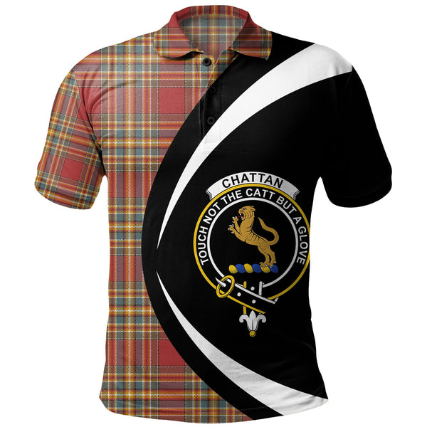 Chattan Weathered Clan Badge Tartan Polo Shirt Circle Style Personalized