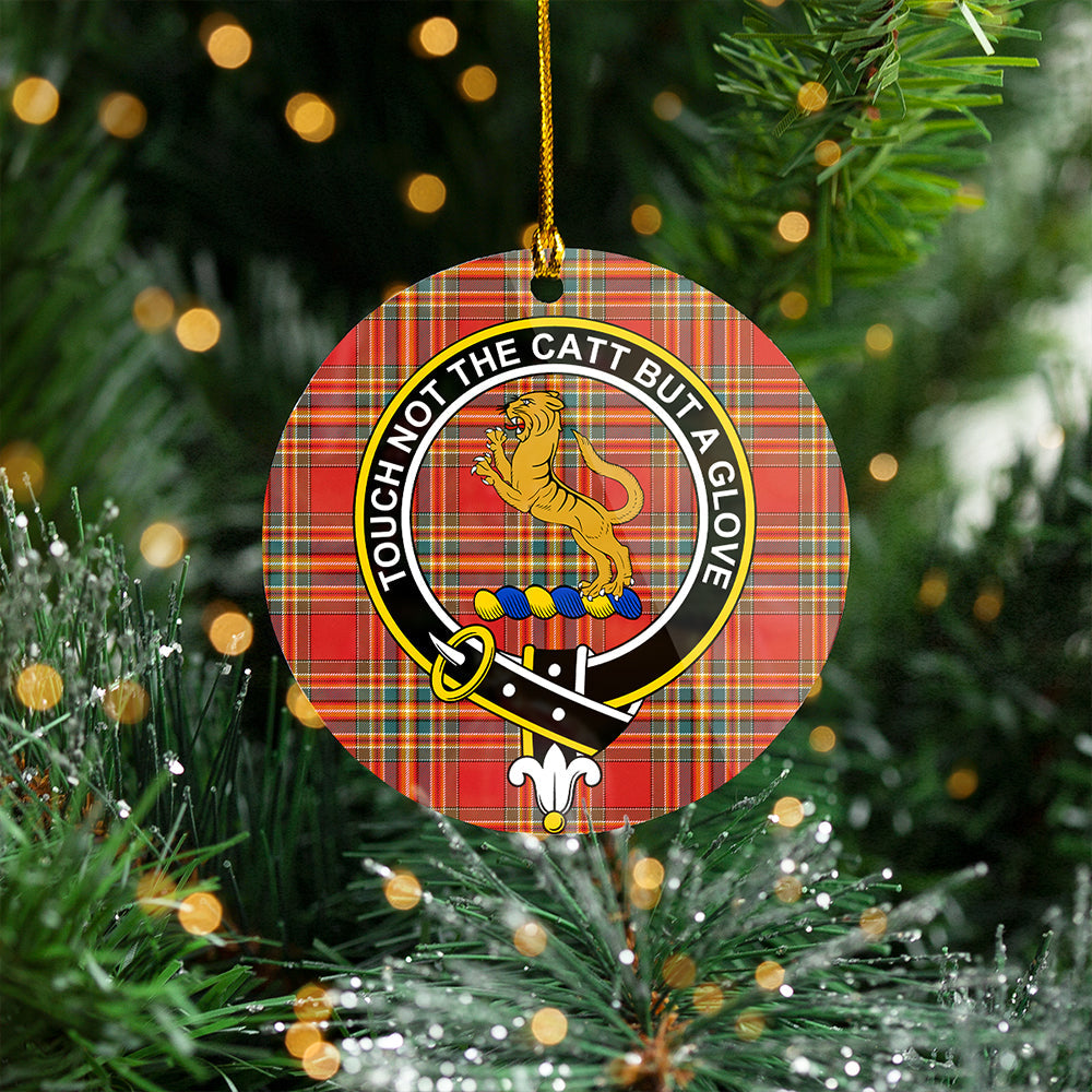 Chattan Weathered Clan Badge Tartan Plastic Christmas Ornaments