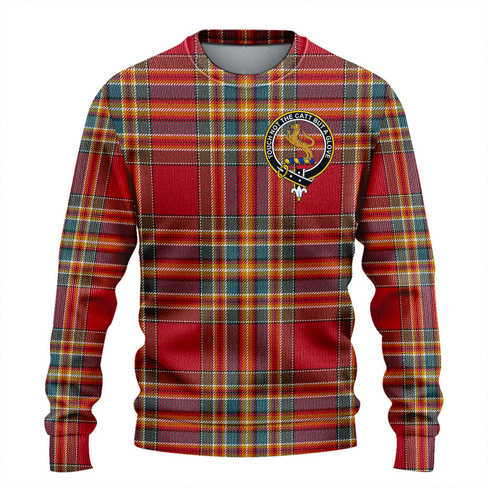 Chattan Weathered Clan Badge Tartan Knitted Sweater