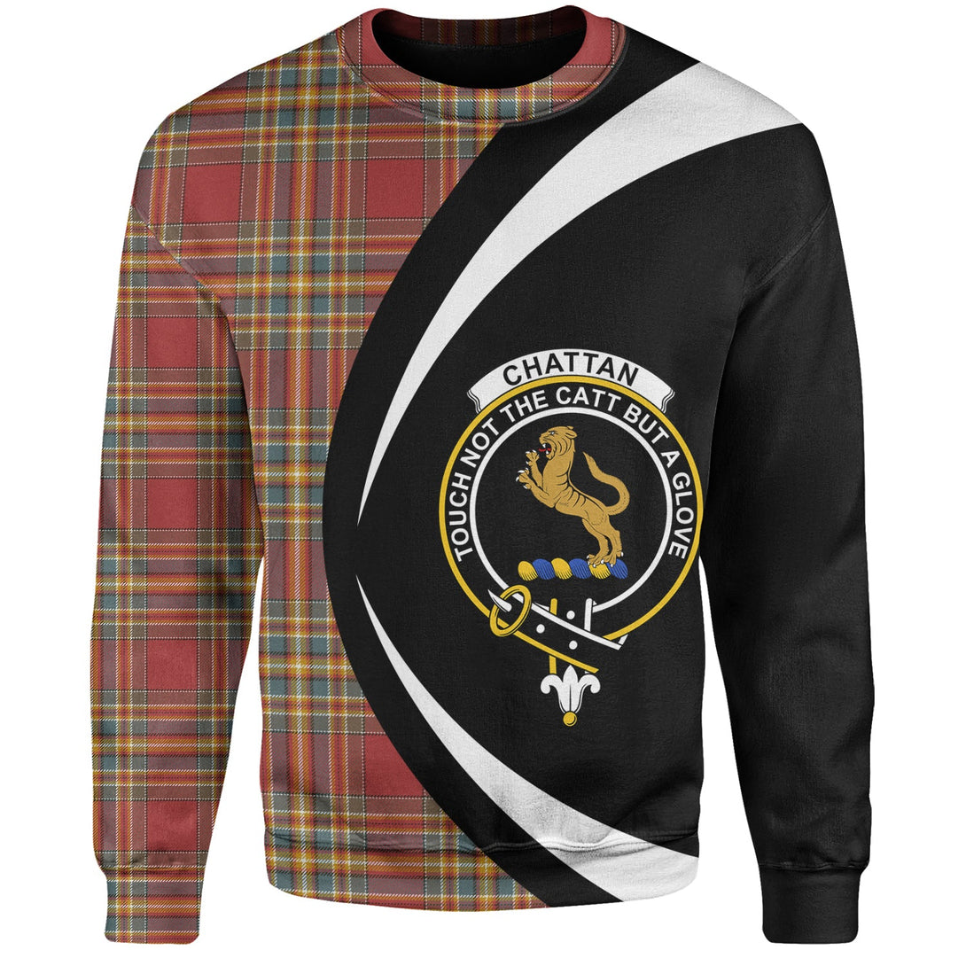 Chattan Weathered Clan Badge Tartan Sweatshirt Circle Style Personalized