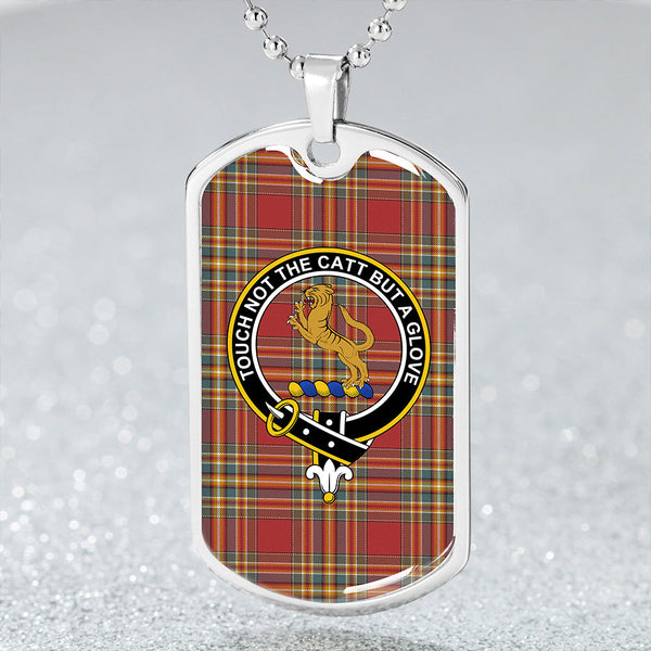 Chattan Weathered Clan Badge Classic Tartan Dog Tag Necklace