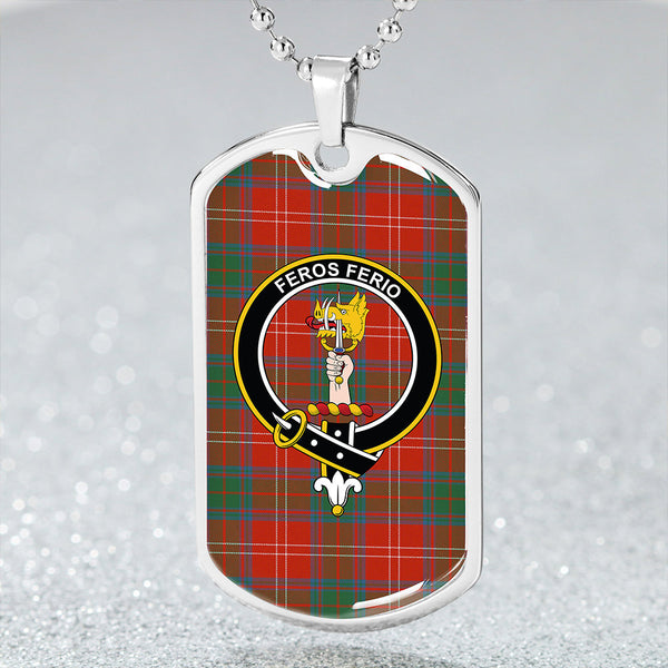 Chisholm Ancient Clan Badge Classic Tartan Dog Tag Necklace