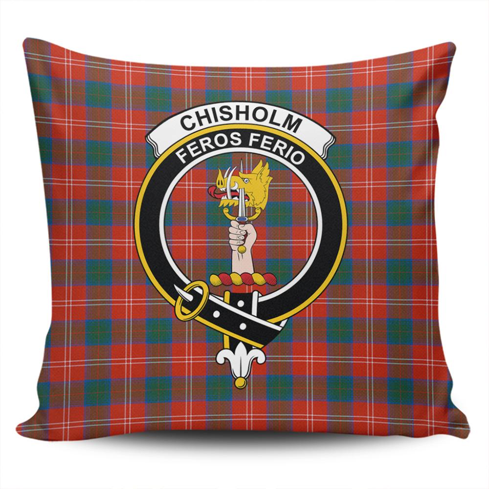 Chisholm Ancient Tartan Classic Crest Pillow Cover