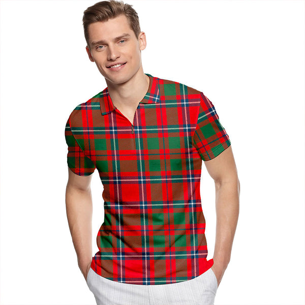 Chisholm Artifact Modern Tartan Classic Lapel Zip Short Sleeve Polo