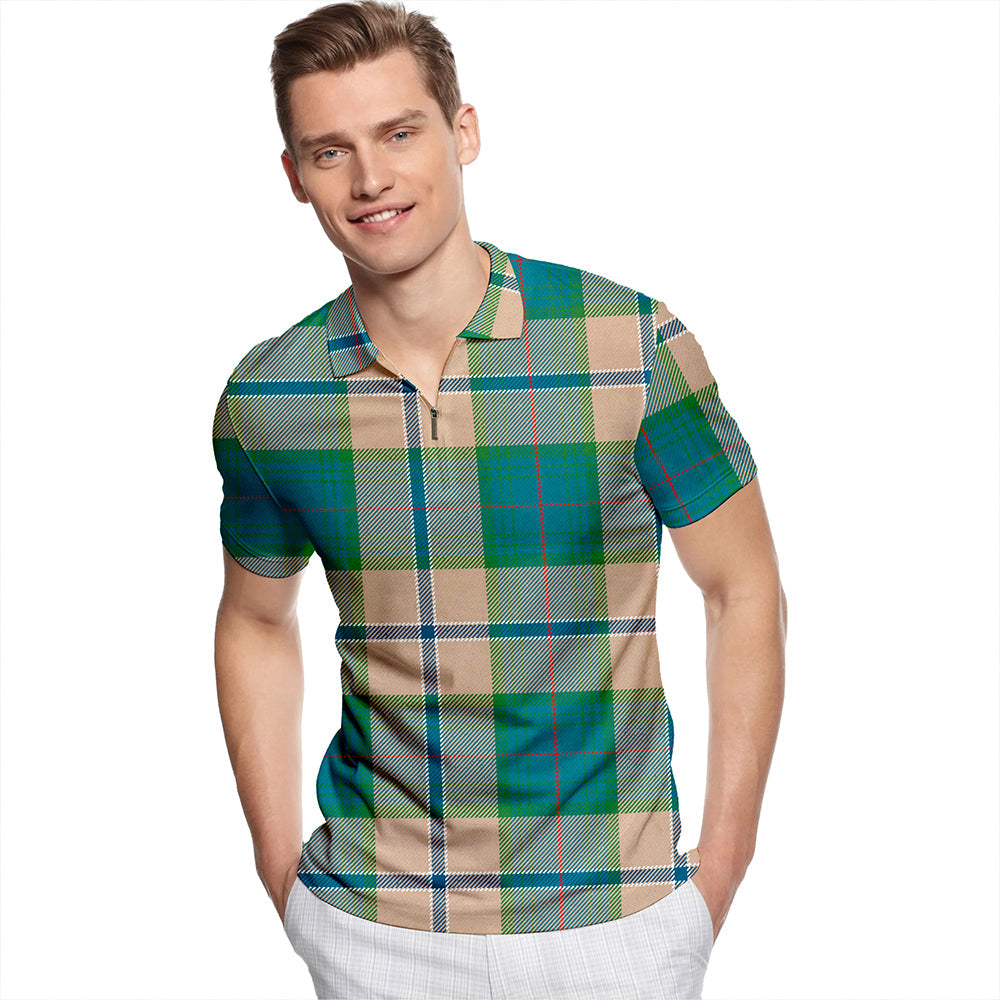 Chisholm Colonial Ancient Tartan Classic Lapel Zip Short Sleeve Polo