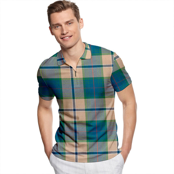 Chisholm Colonial Modern Tartan Classic Lapel Zip Short Sleeve Polo