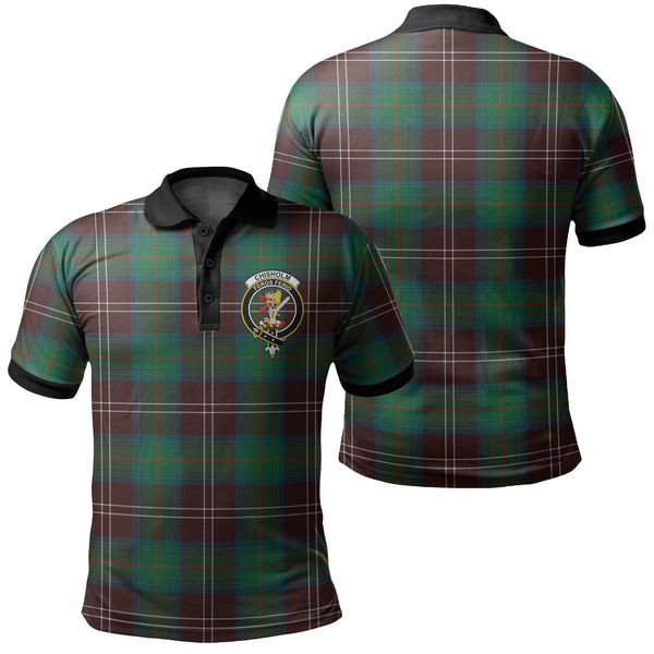 Chisholm Hunting Ancient Tartan Crest Polo Shirt Black Neck 2 Style