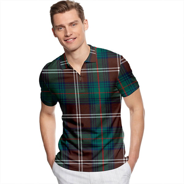 Chisholm Hunting Modern Tartan Classic Lapel Zip Short Sleeve Polo