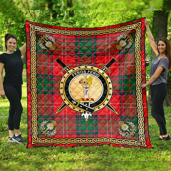 Chisholm Modern Clan Badge Tartan Premium Quilt Celtic Shield