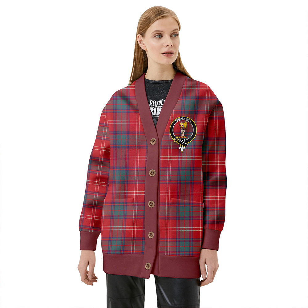 Chisholm Weathered Clan Badge Tartan V-neck Cardigan