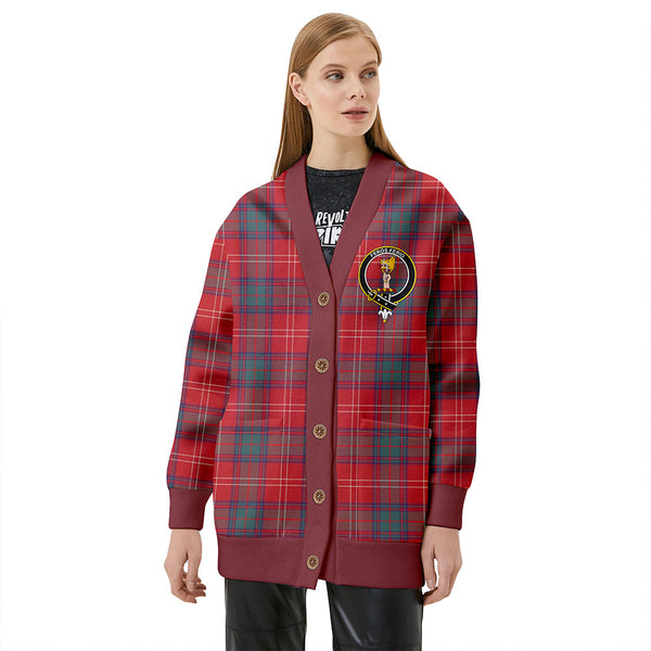 Chisholm Weathered Clan Badge Tartan V-neck Cardigan