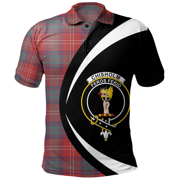 Chisholm Weathered Clan Badge Tartan Polo Shirt Circle Style Personalized