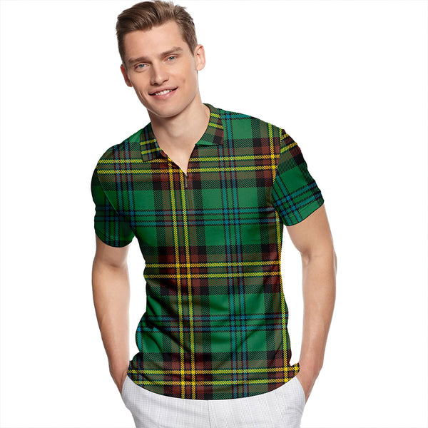 Choinka Modern Tartan Classic Lapel Zip Short Sleeve Polo