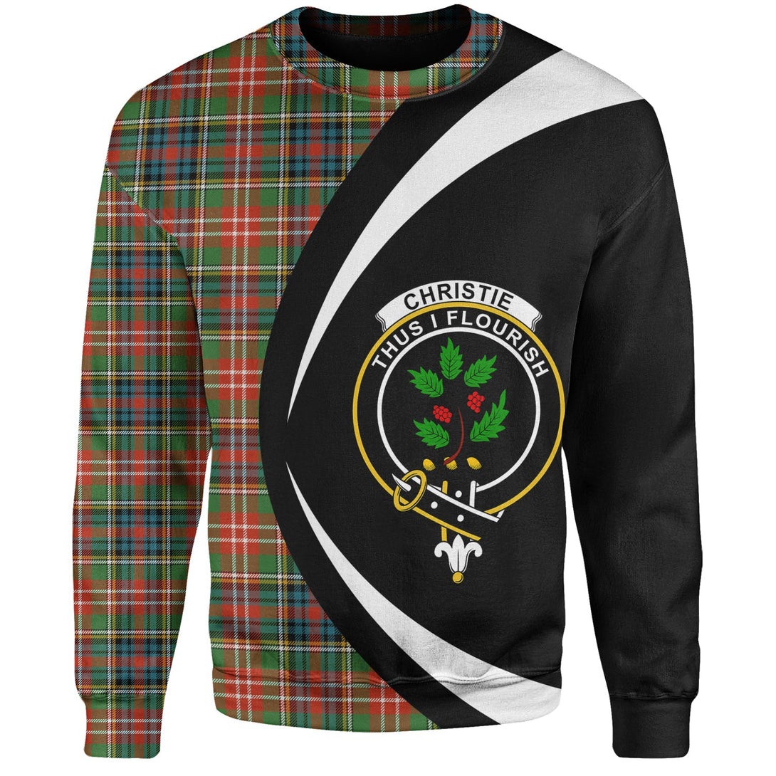 Christie Ancient Clan Badge Tartan Sweatshirt Circle Style Personalized