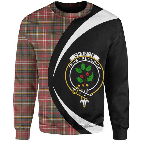 Christie Weathered Clan Badge Tartan Sweatshirt Circle Style Personalized