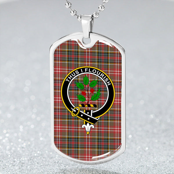 Christie Weathered Clan Badge Classic Tartan Dog Tag Necklace