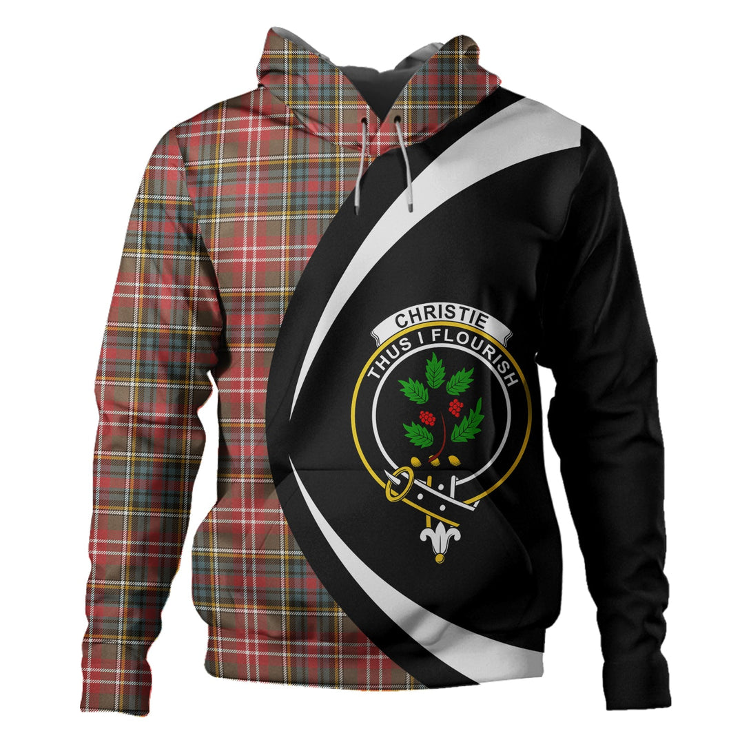 Christie Weathered Clan Badge Tartan Hoodie Circle Style