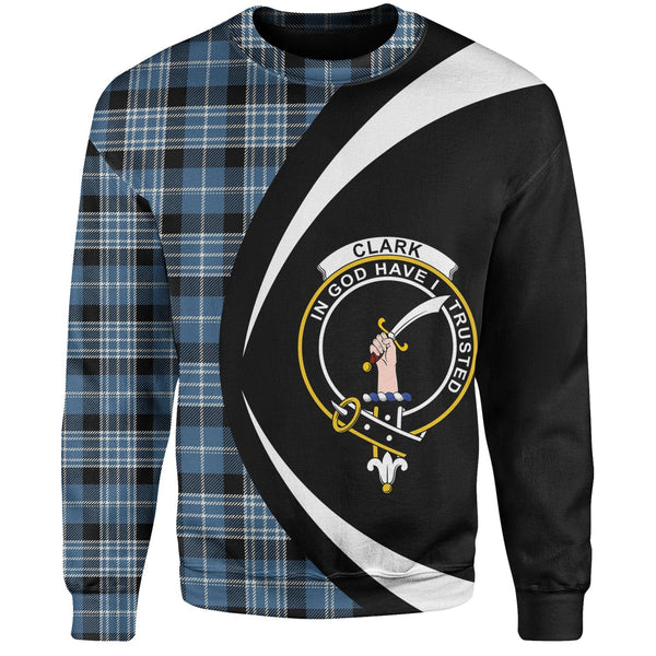 Clark Modern Clan Badge Tartan Sweatshirt Circle Style Personalized