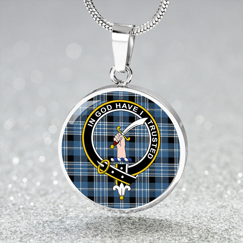 Clark Modern Clan Badge Tartan Classic Circle Necklace