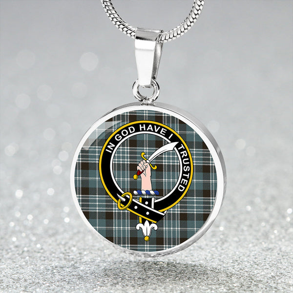 Clark Weathered Clan Badge Tartan Classic Circle Necklace