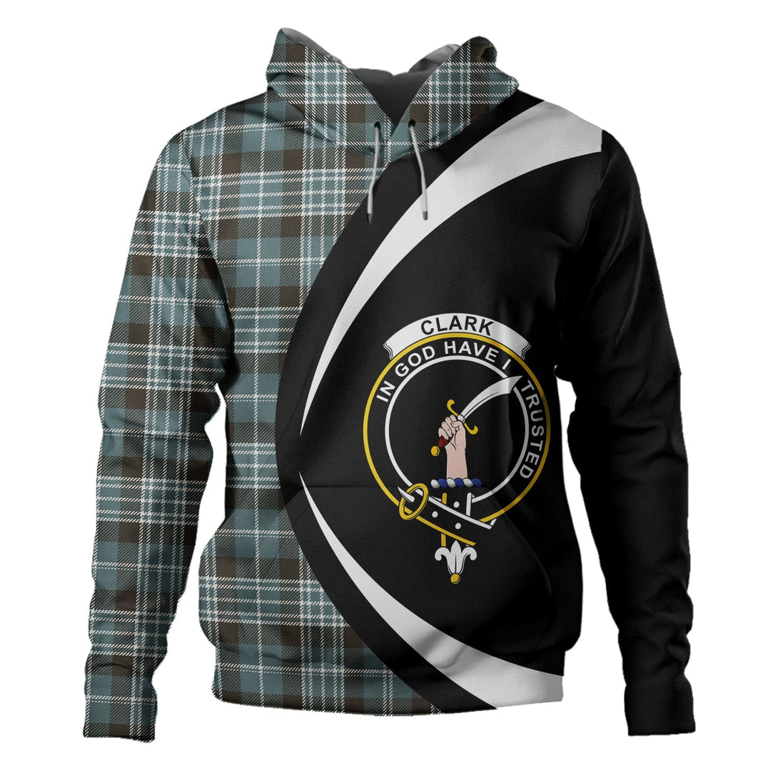 Clark Weathered Clan Badge Tartan Hoodie Circle Style