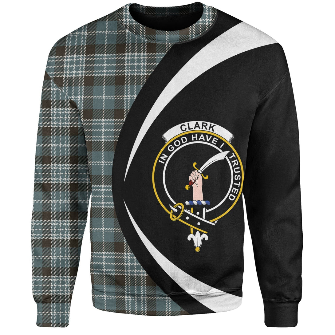 Clark Weathered Clan Badge Tartan Sweatshirt Circle Style Personalized