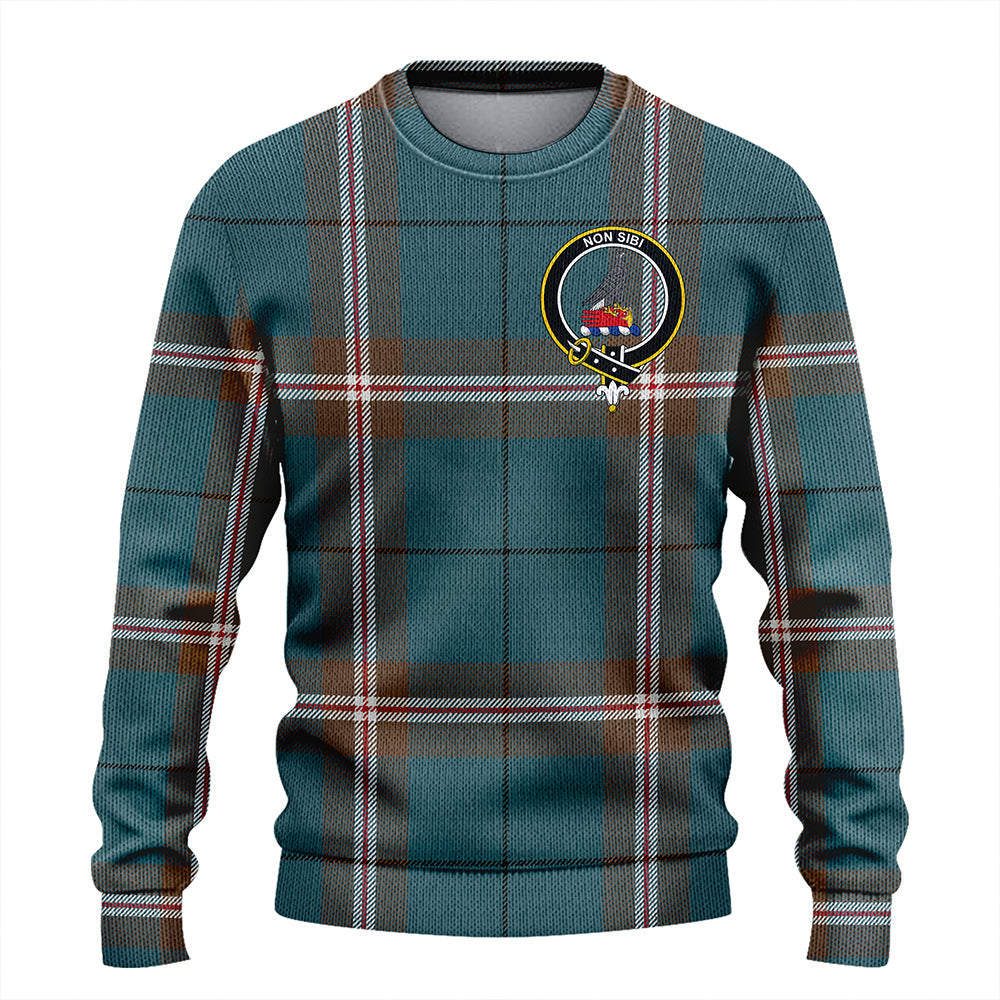 Cleland Weathered Clan Badge Tartan Knitted Sweater