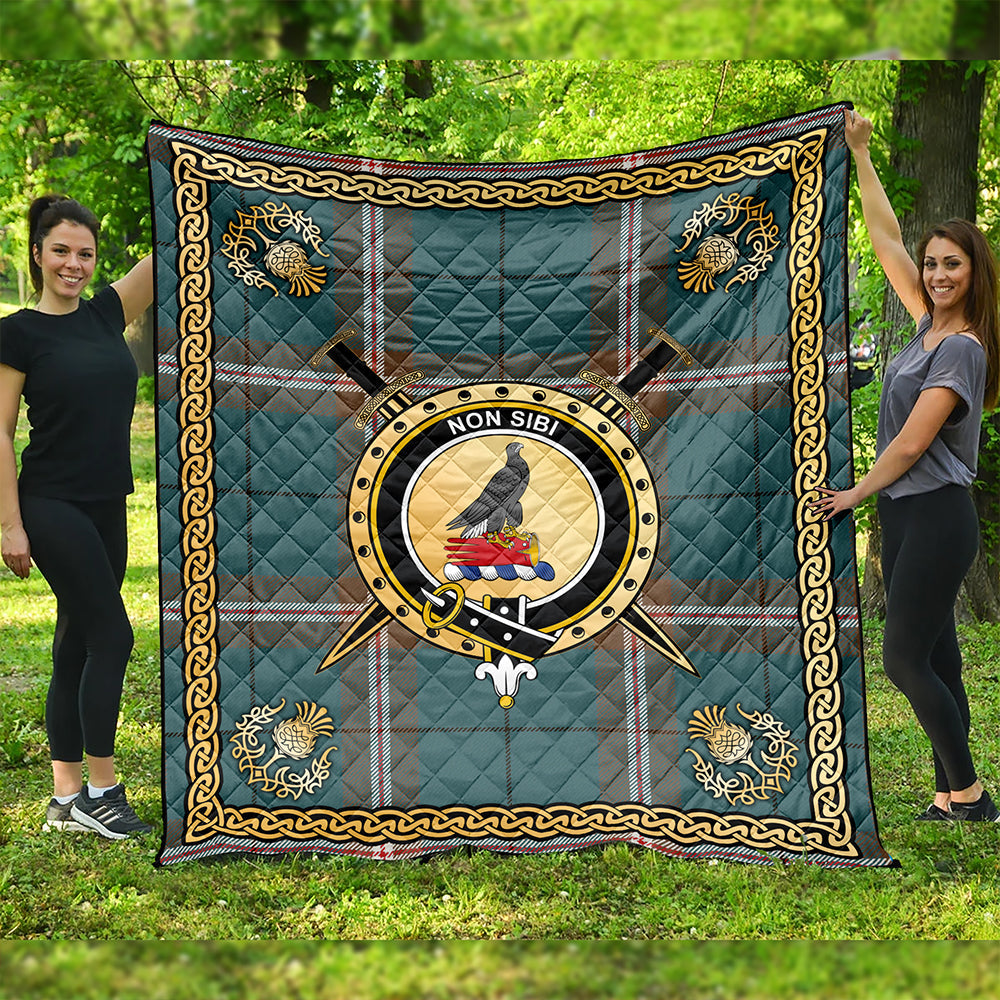 Cleland Weathered Clan Badge Tartan Premium Quilt Celtic Shield