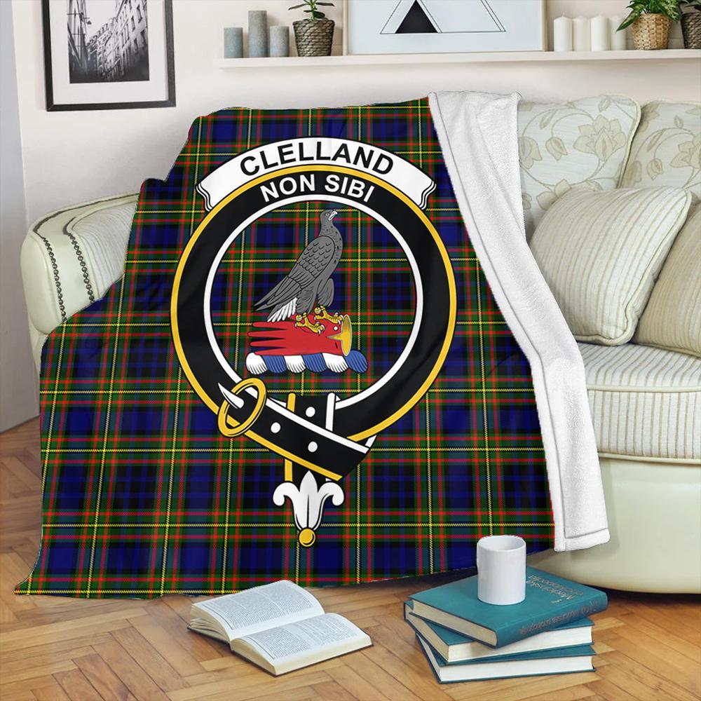 Clelland Modern Tartan Crest Premium Blanket