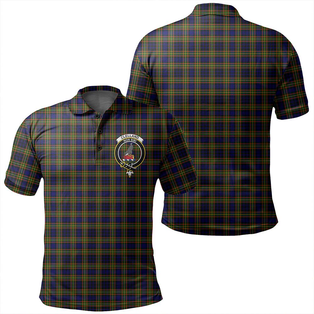 Clelland Modern Tartan Classic Crest Polo Shirt