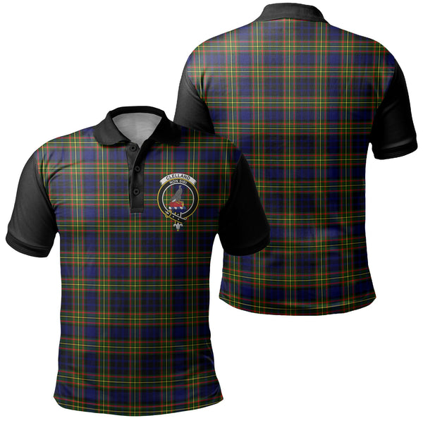 Clelland Modern Tartan Crest Polo Shirt Black Neck 1 Style