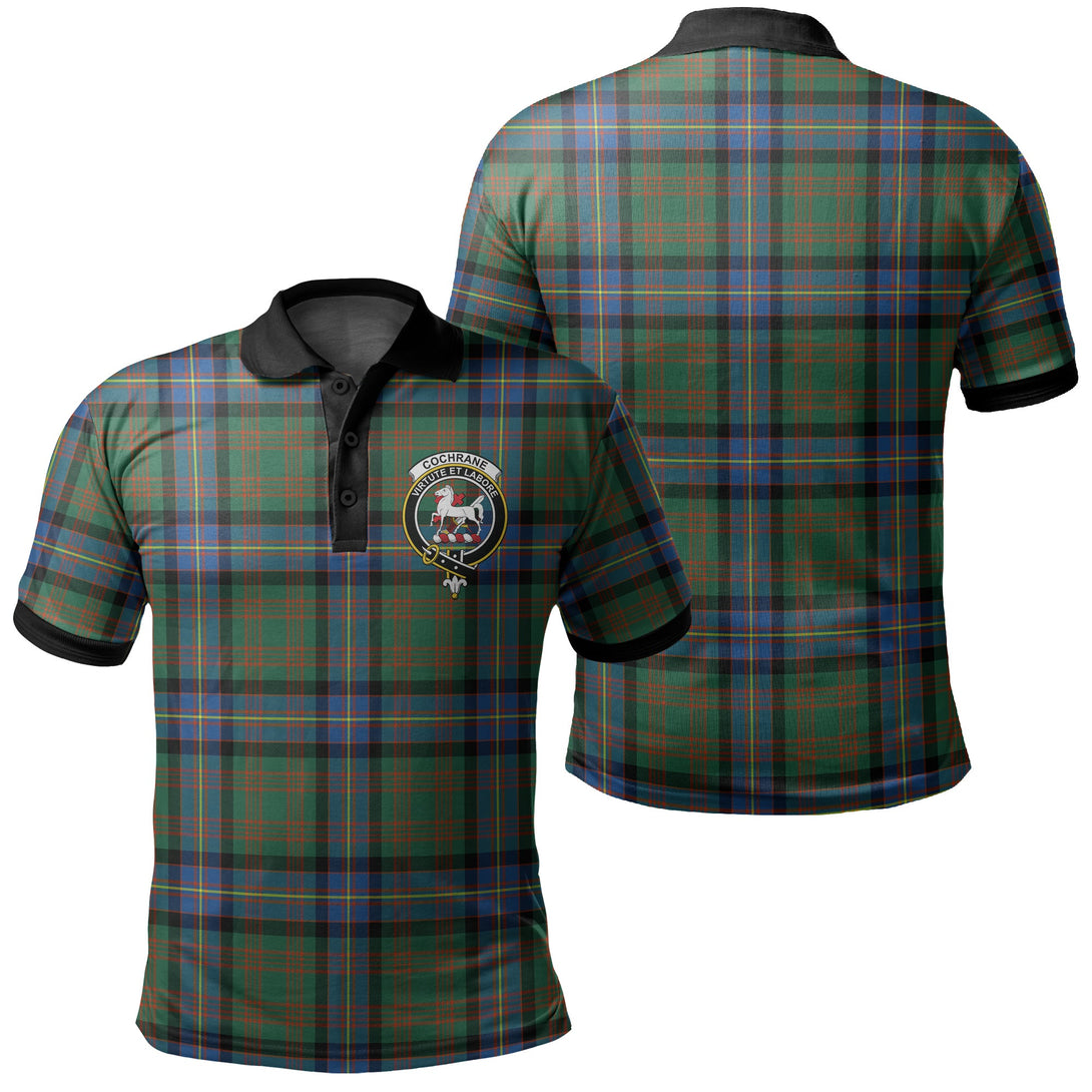 Cochrane Ancient Tartan Crest Polo Shirt Black Neck 2 Style