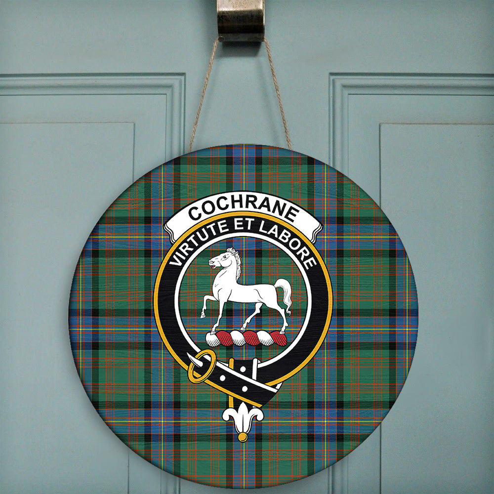 Cochrane Ancient Tartan Classic Crest Round Wooden Sign