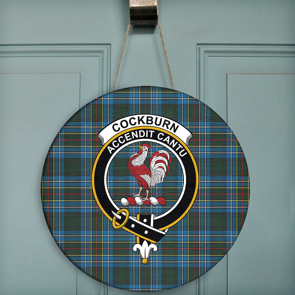 Cockburn Modern Tartan Classic Crest Round Wooden Sign