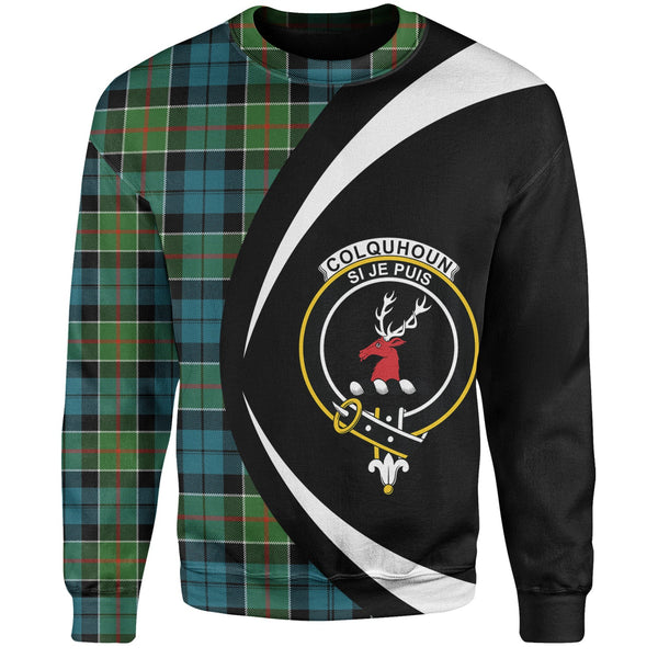 Colquhoun Ancient Clan Badge Tartan Sweatshirt Circle Style Personalized