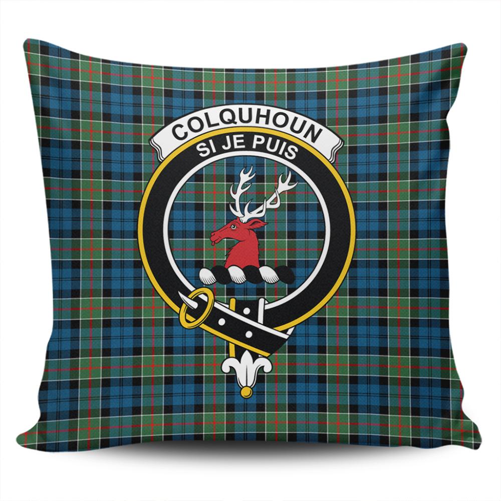 Colquhoun Ancient Tartan Classic Crest Pillow Cover