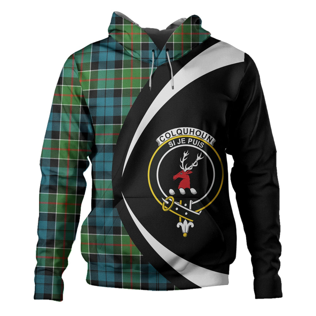 Colquhoun Ancient Clan Badge Tartan Hoodie Circle Style