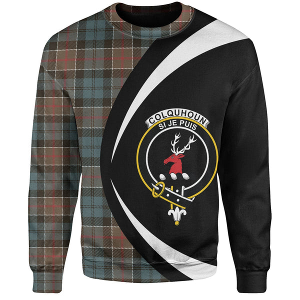 Colquhoun Weathered Clan Badge Tartan Sweatshirt Circle Style Personalized