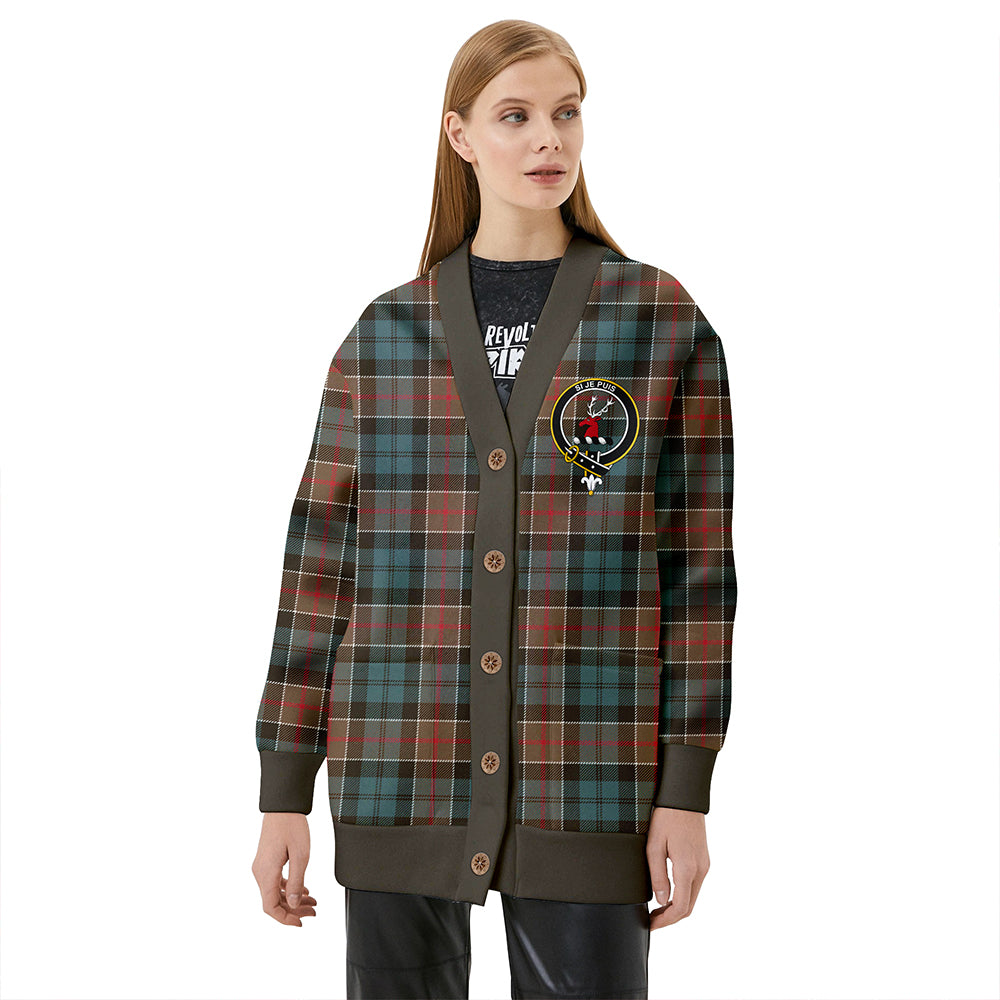 Colquhoun Weathered Clan Badge Tartan V-neck Cardigan