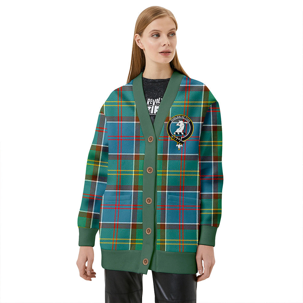 Colville District Clan Badge Tartan V-neck Cardigan