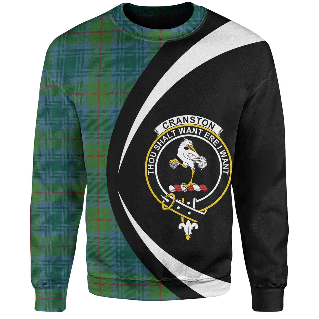 Cranston Modern Clan Badge Tartan Sweatshirt Circle Style Personalized