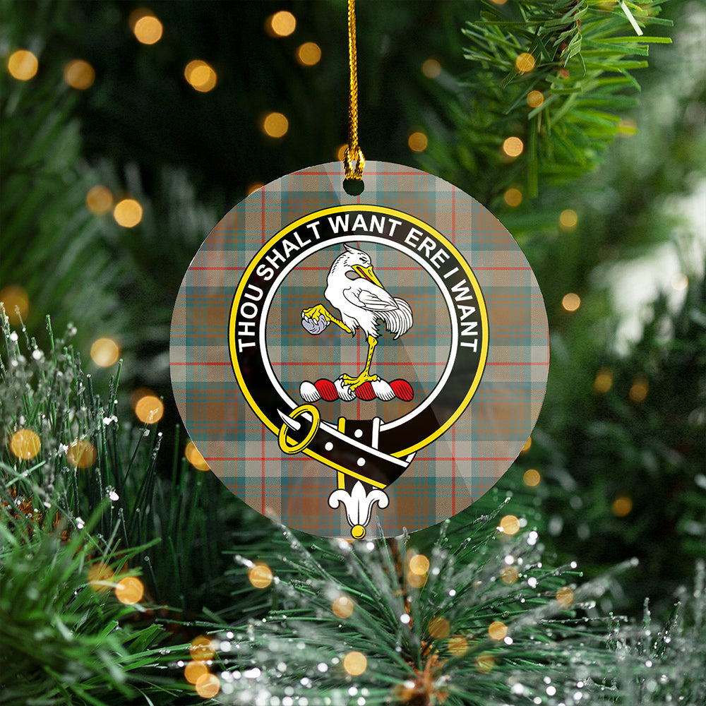 Cranston Weathered Clan Badge Tartan Plastic Christmas Ornaments